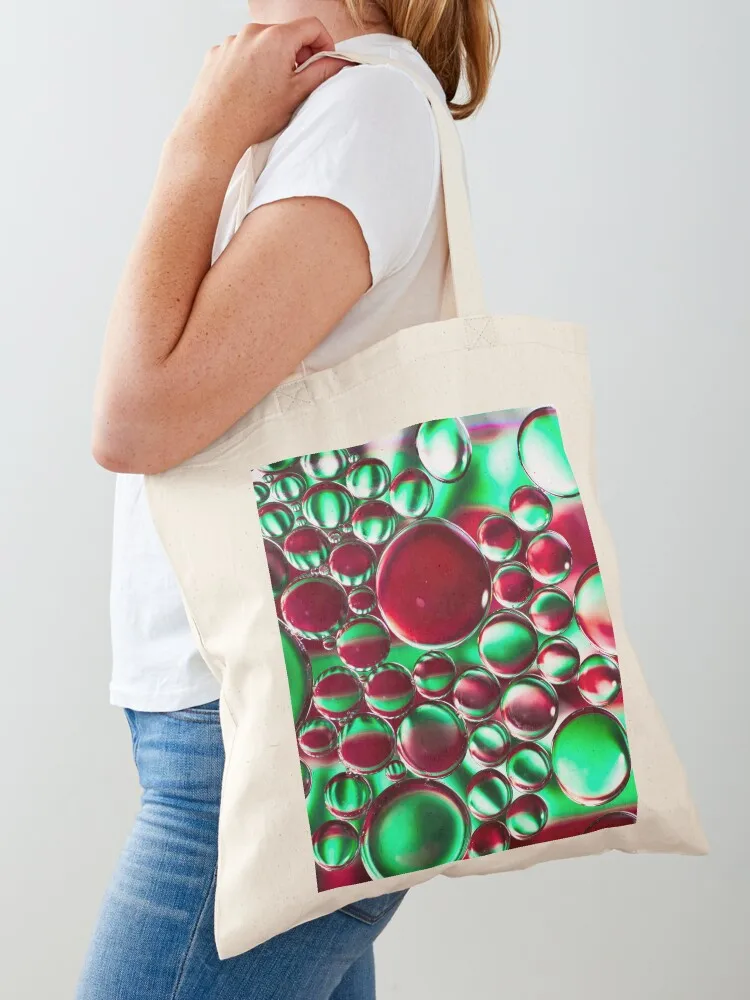 Green and Red Bubbles Tote Bag bags woman 2025 supermarket folding bag custom tote bag Portable shopping Canvas Tote