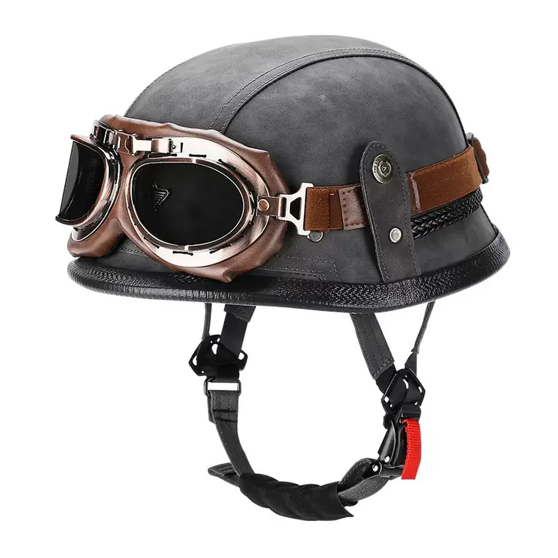 

Classic Fashion Moto Equipment Half Face Helmet Motorbike Helmets With Goggles DOT Certified Retro Half Face Motorcycle Helmets