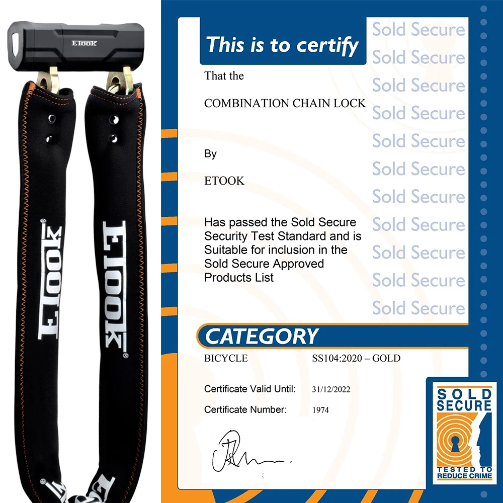 ETOOK Anti-Theft Chain Lock Password Cycling Heavy Duty Motorcycle Chain Lock with Metal Password