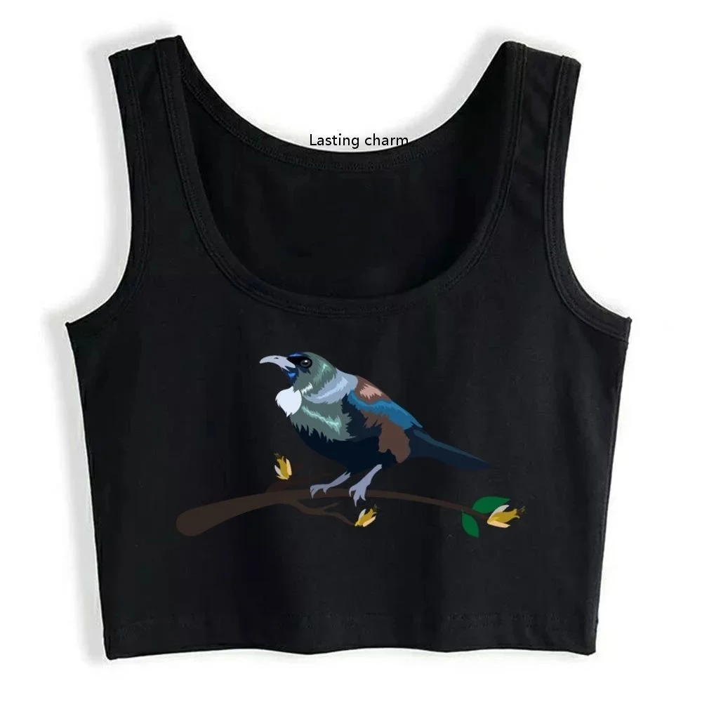 

New Zealand Tui Bird Polynesian Tribal Tattoo Gift Crop Top Humor Vintage Cotton Sports Tank Top