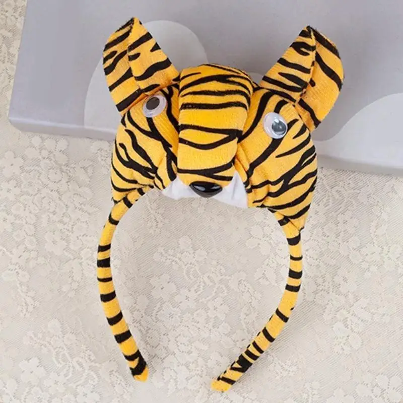 Costumo Tigre Animal Conjunto para Girls Tigre Ears Bandra da cabeça Baça