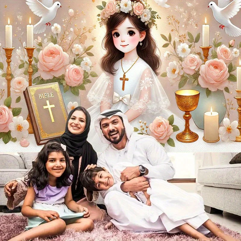 قطعة واحدة، قماش بخلفية سعيدة من ألياف البوليستر ذات المناولة الأولى، تصميم حمامة بيضاء متقاطعة، متعددة الأغراض