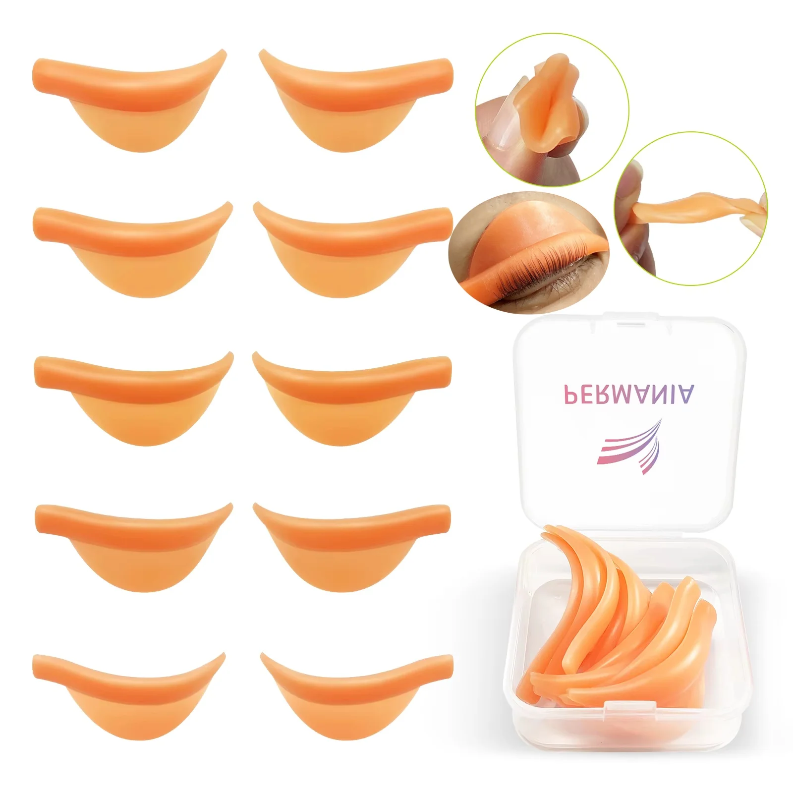 PERMANIA 5 Pairs U Curl Silicone Eyelash Perm Pads Sticky Lashes Rods Shield Lifting 3D Eyelash Curler Accessories Makeup Tools