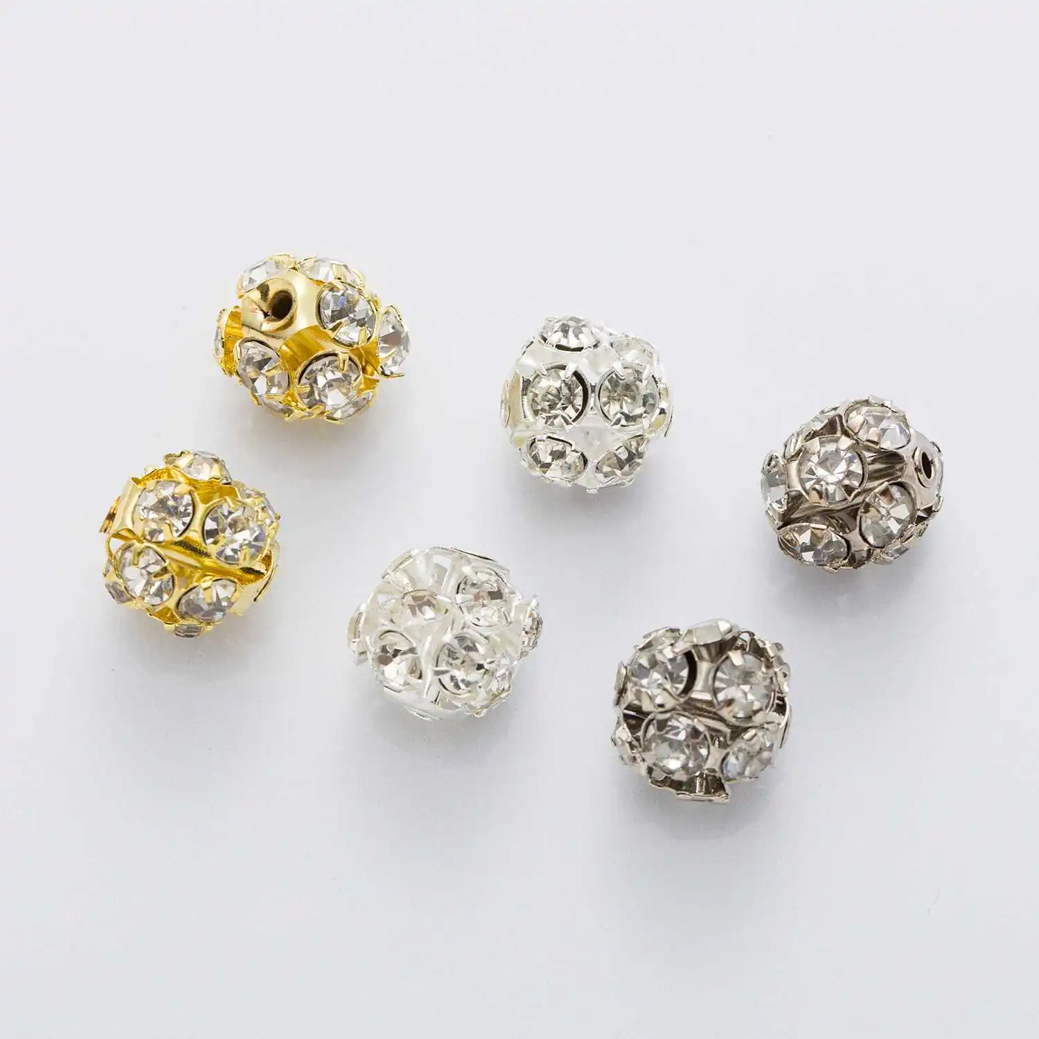 

10pcs Full Rhinestone Beads, Sparkling Spacer Beads for Jewelry Making DIY Findings 6mm-14mm