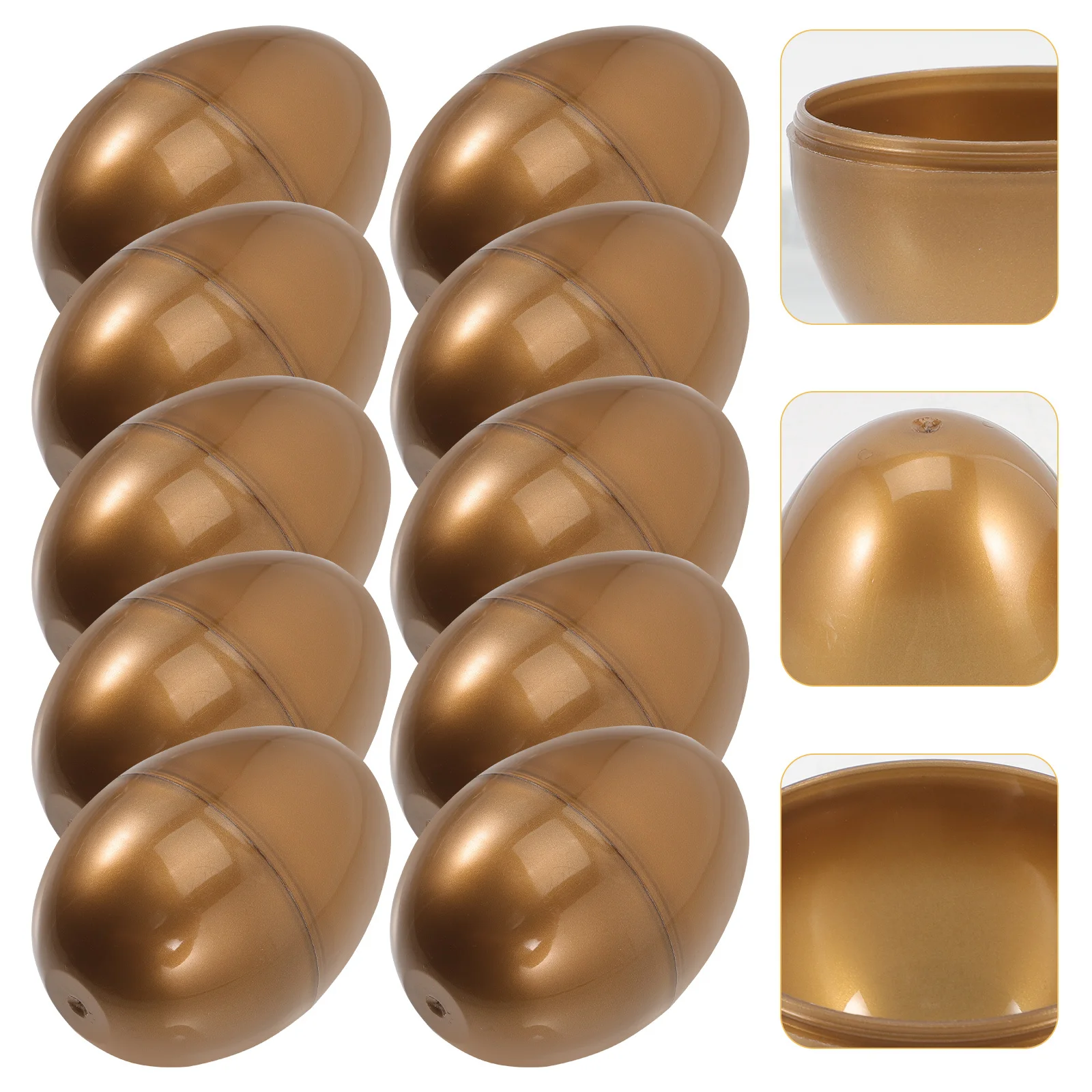 

10Pcs Golden Plastic Fillable Easter Eggs Decorative Candy Gift Boxes for Party Favors Holiday Decorations Easter Egg Shape