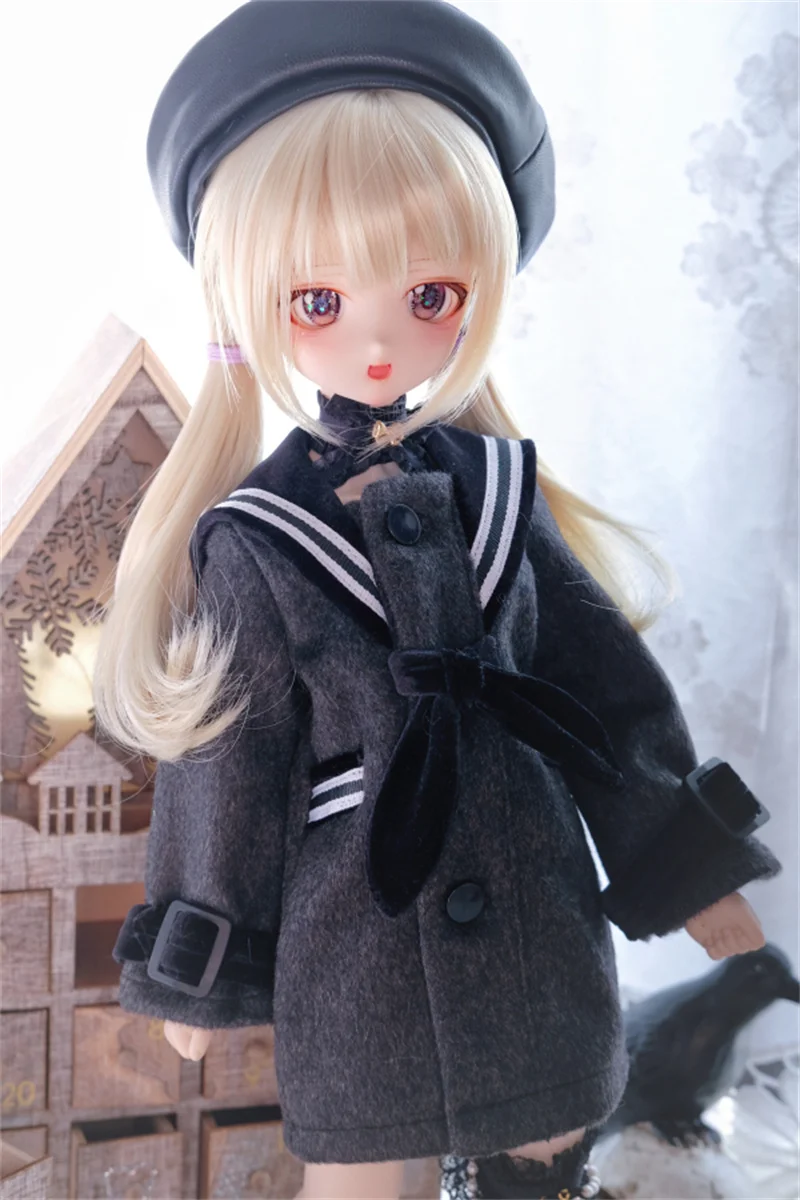 【30days made】1/3 1/4 Scale BJD Dolls Loose Navy Collar Long Style Cashmere Coat for ID75 POPO68 Uncle SD10 Action Figure Toys