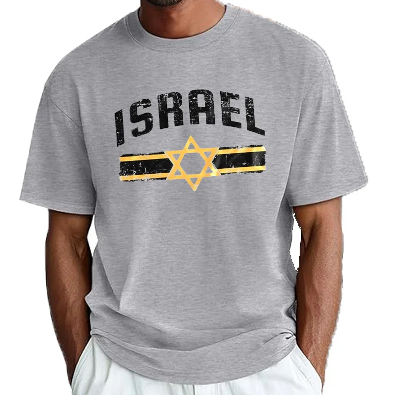 Camiseta con bandera de escudo de armas de Estrella de David de Israel, camiseta informal de verano de manga corta con c