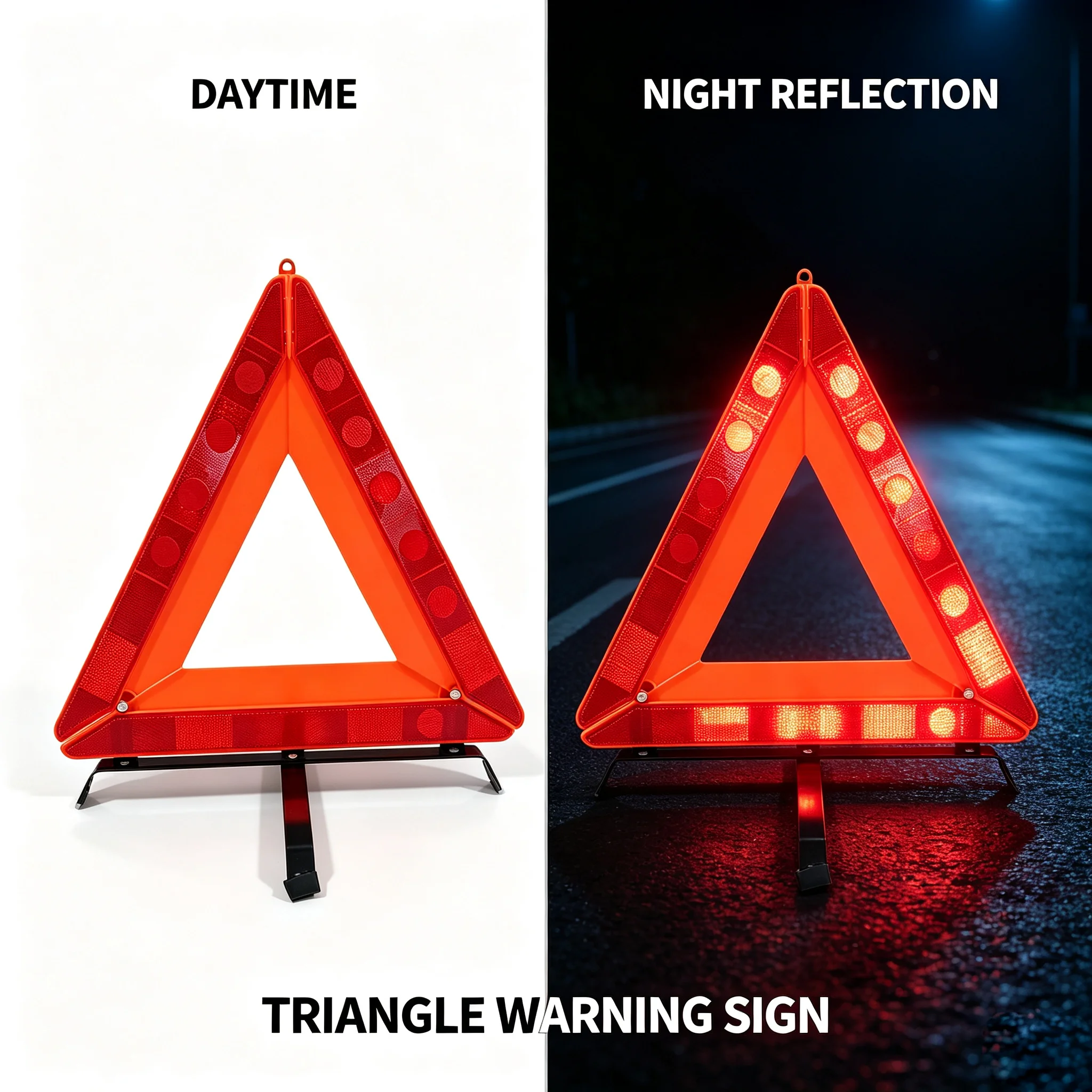 Car Triangle Reflective Tripod Emergency Breakdown Warning Reflective Sticker Safety Hazard Foldable Stop Sign Car Accessories