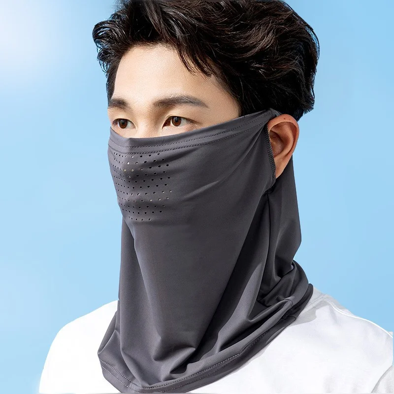 1Pcs Summer Ice Silk Cycling Masks Hanging Ear Breathable Anti-UV Face Scarf Neck Cover for Outdoor Hiking Sunscreen Balaclava image 2