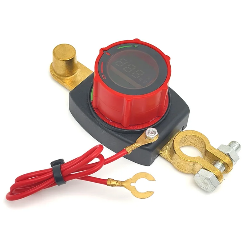A25F-Car Battery Cut Off Switch 300A Side Post 12V Negative On/Off LED Voltage Display Battery Disconnect Switch
