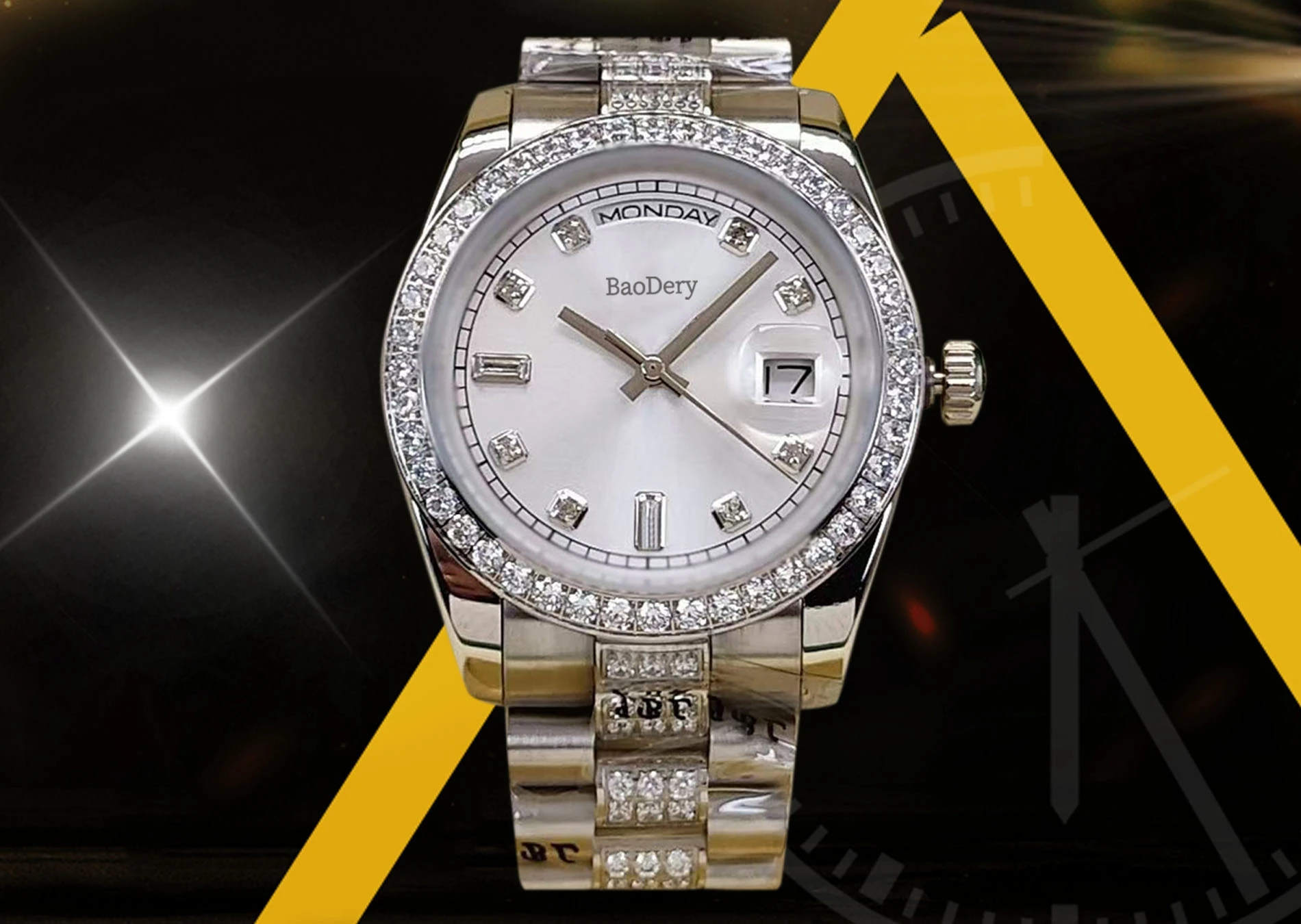 36mm Dainty Gold Watch: Waterproof, Mechanical Movement, and Sapphire Mirror for Chic Women