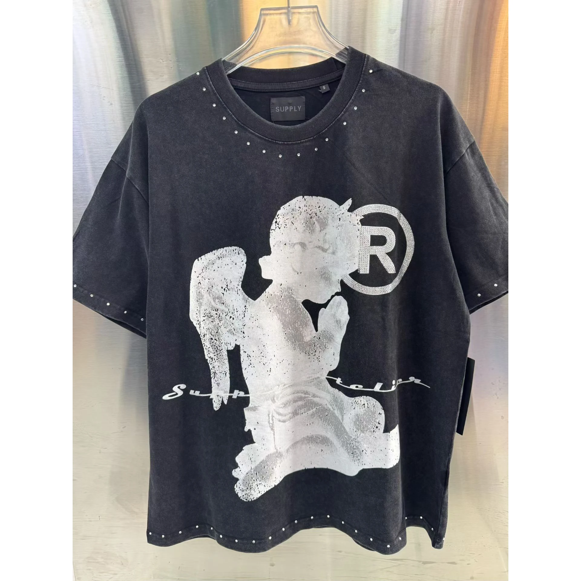 Graphic Tees Shirt Angel Blindfold Cupid Cherub Unisex Cotton Oversized T-Shirt Short Sleeve Vintage Streetwear Casual Tee Top