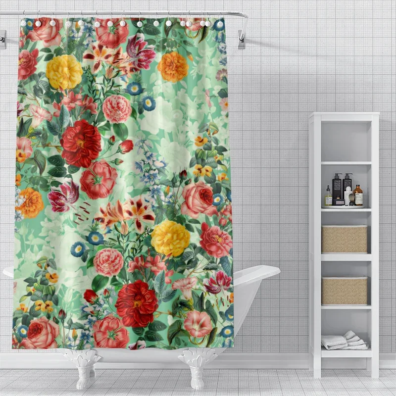 Home shower curtains for bathroom waterproof fabric Modern Nordic style bathroom Curtains shower curtain morandi plant fruit