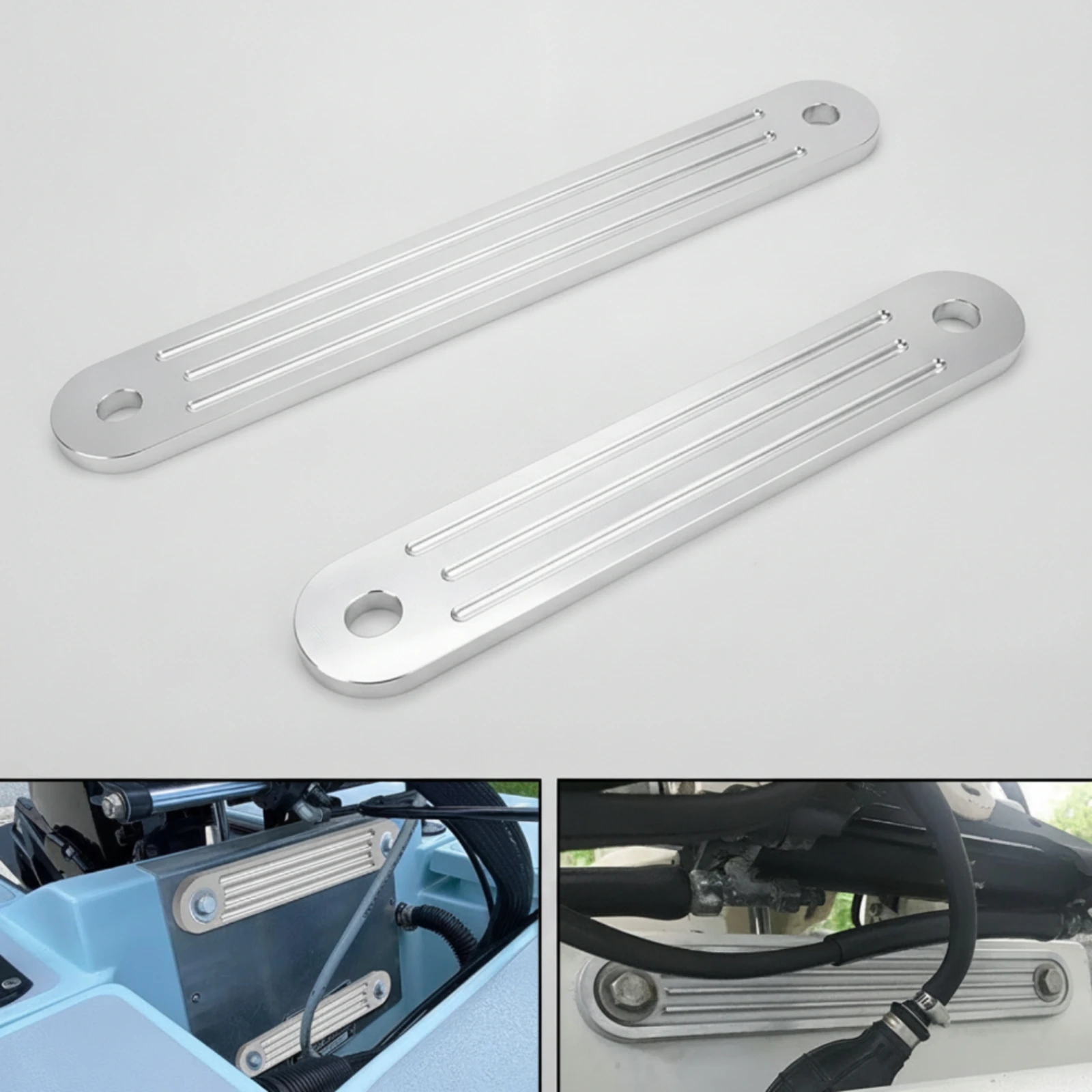 2 Pieces Marine Support Plate Kit Low-Profile Aluminum Backing Plate with Mounting Holes Hardware Rigid Anodized for Boat Owners