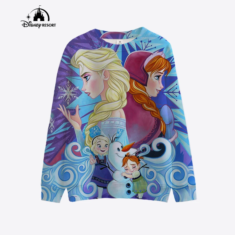 Disney\'s Little Mermaid cartoon printed casual hoodie, suitable for women\'s creative sportswear, suitable for all streetwear