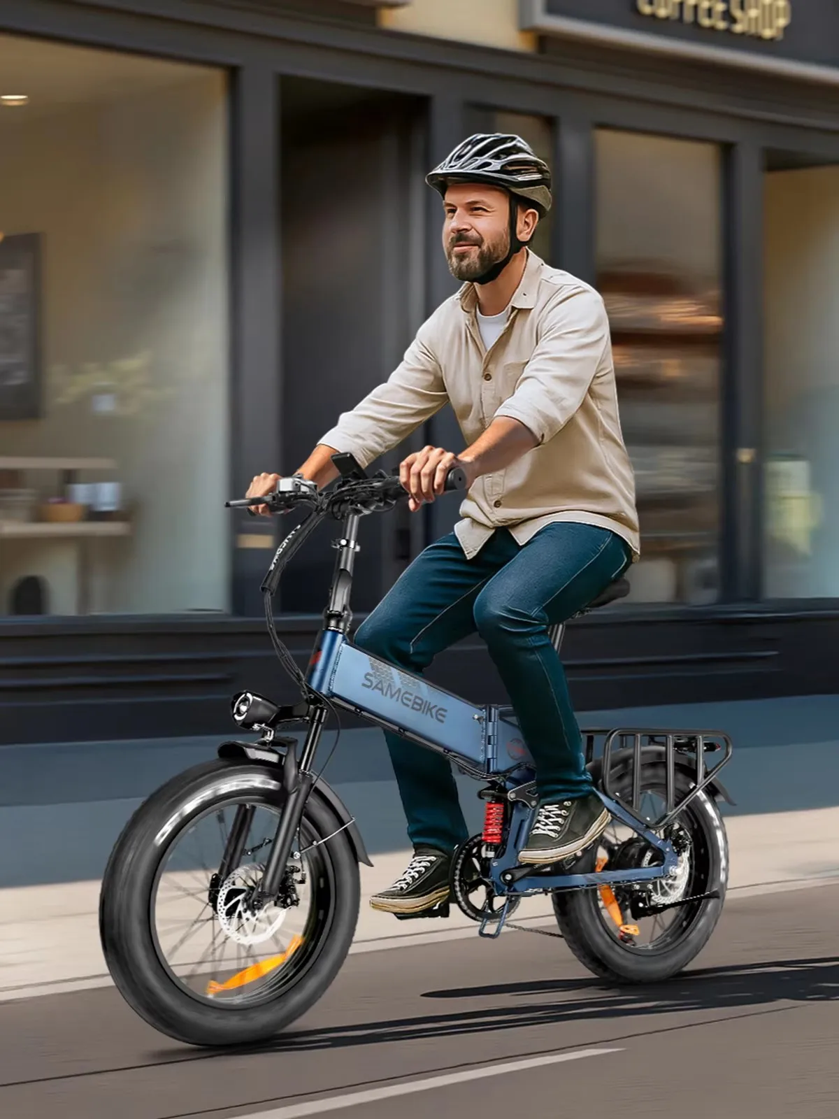 Samebike RS-A02 Pro Faltbares Elektrofahrrad, 20x4,0 Zoll Fat Tire Mountainbike 250W mit 48V 15Ah Herausnehmbarer Akku, 80-100km Reichweite