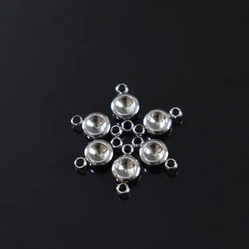 60Pcs Lot 304 Stainless Steel Birthstone 2 Connectors Base Tray For DIY Jewelry