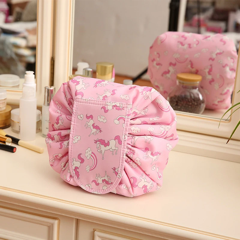 Women Drawstring Cosmetic Bag Travel Storage Makeup Bag Organizer Female Make Up Pouch Portable Waterproof Toiletry Beauty Case