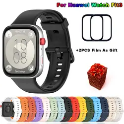 Strap + 3D Protective Film for Huawei Watch Fit 3 Bracelet Sport Silicone Huawei Fit3 Correa Replacement Wristband Accessories