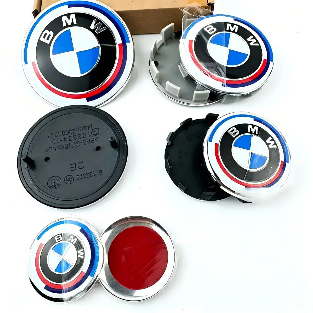 BMW 7Pcs 50th Anniversary Wheel hub modification Car Hood Front Rear Trunk For F20 E36 E46 X6 M4 E60 E93 E87 G01 G20 X3 X5 F30