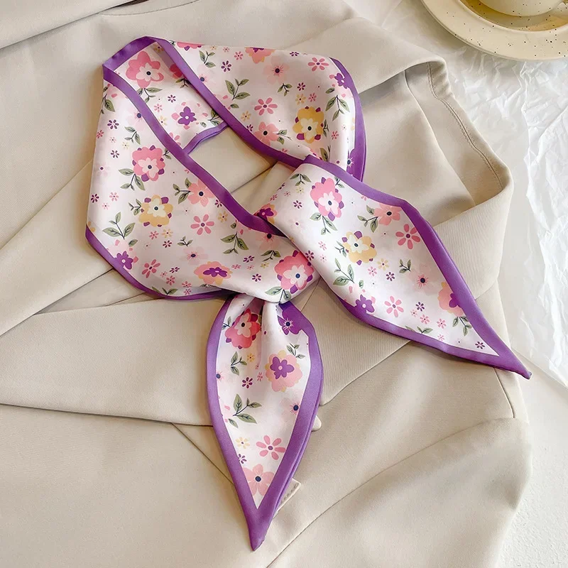 Spring/Summer Zipper Cute Ribbon Outdoor Decorative Imitation Silk Scarf 6*90cm Long Headband Women’s Satin Neckerchief