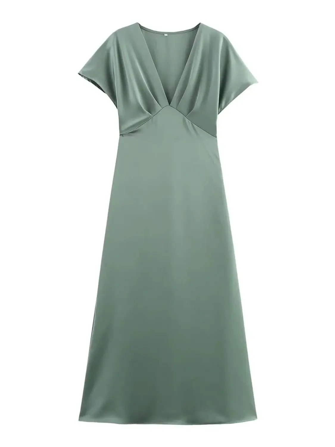 KONDALA Langes Satin Kleid V-Ausschnitt 5