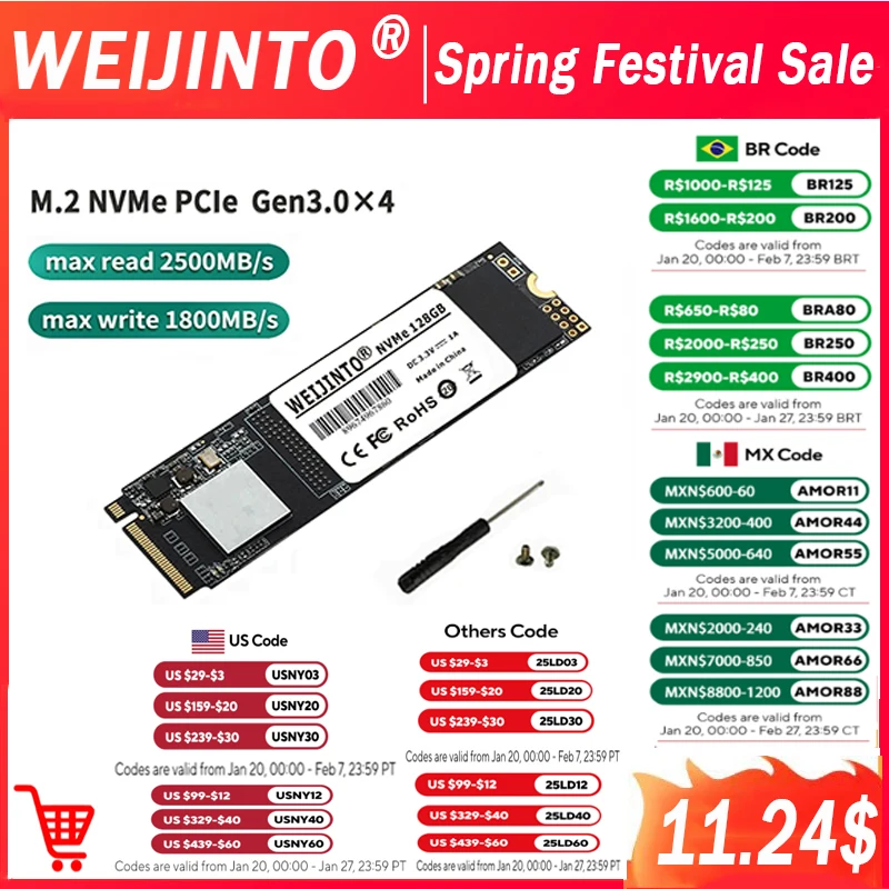 WEIJINTO M.2 NVMe SSD 128GB 256GB 240GB 512GB 1TB 500GB M2 PCIe Drive Internal Solid State Disk for Laptop Desktop