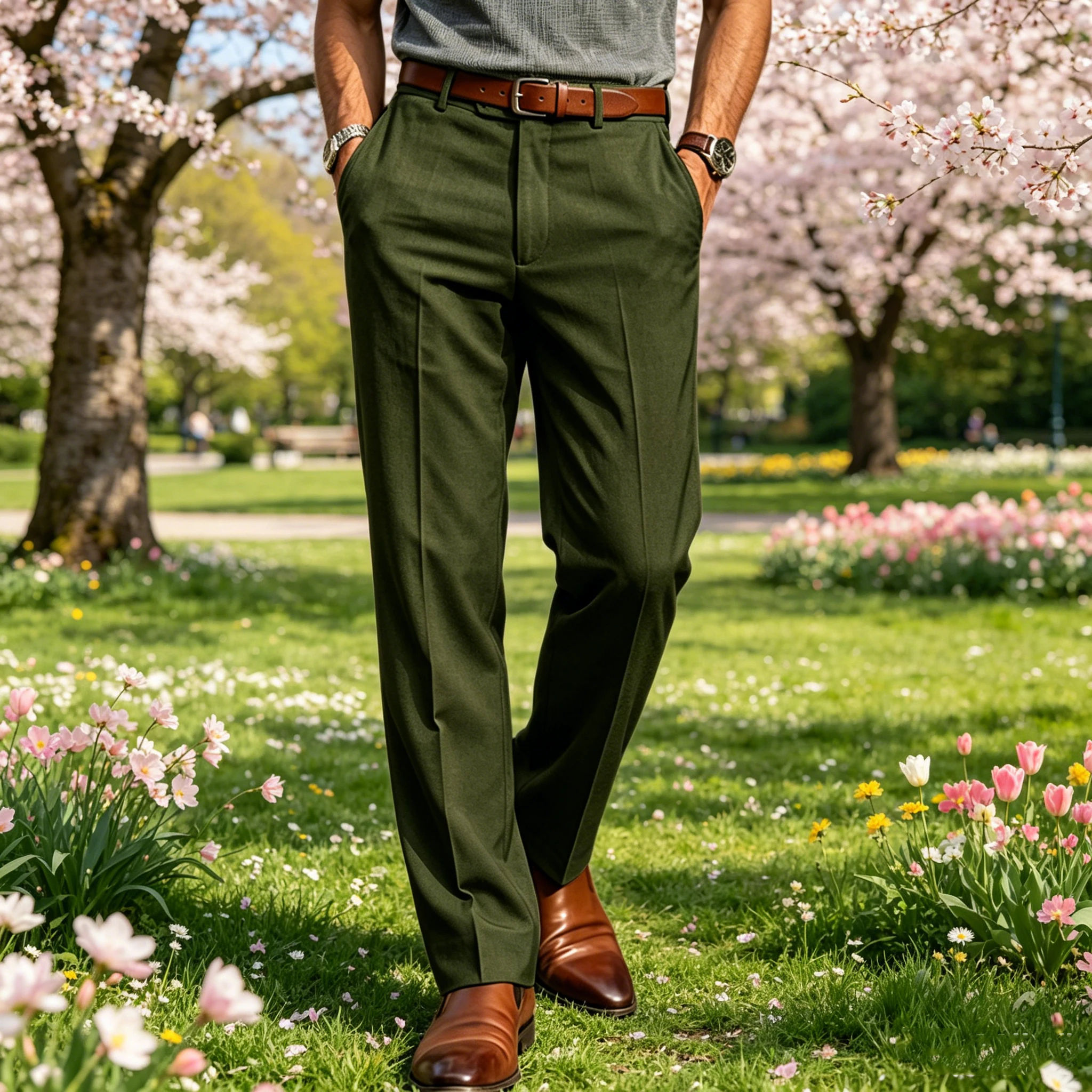 Men's Straight Leg Dress Pants High Waist Pleated Casual Trousers Slim Fit Business Formal Breathable Suit Pants Spring Summer