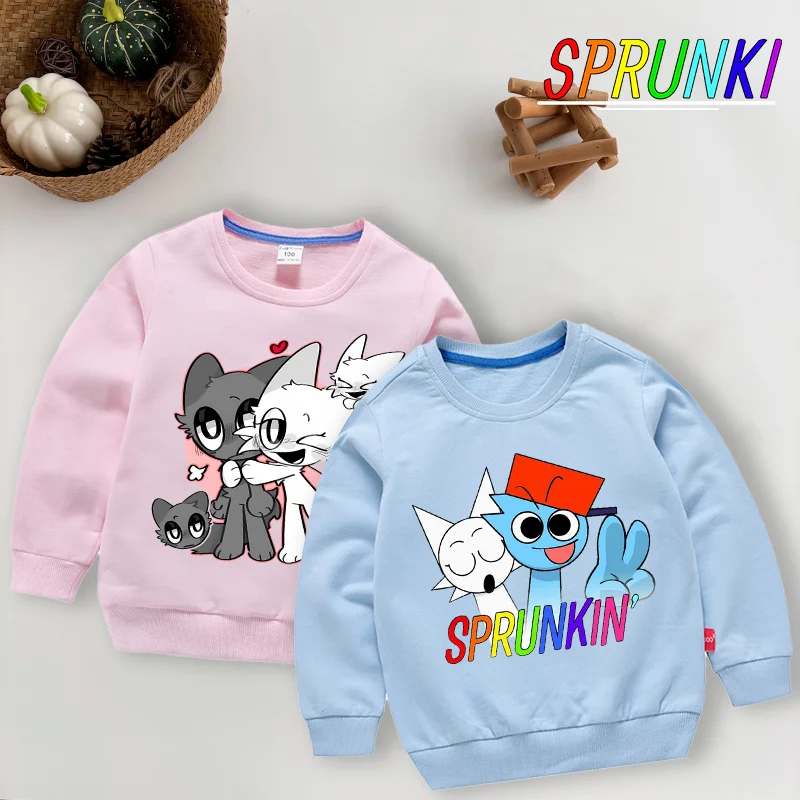 Sprunki جولة الرقبة الطفل البلوز أنيمي الكرتون ملابس عصرية الفتيان الفتيات ربيع الخريف Kawaii ملابس هدايا عيد ميلاد الاطفال