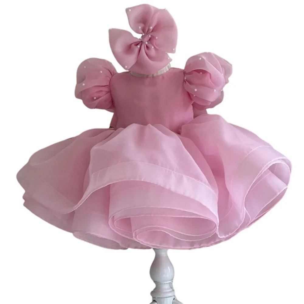 فستان فتاة الزهور للأطفال الصغار من التول واللؤلؤ فستان التواصل الأول للأطفال فستان حفلات الزفاف وأعياد الميلاد #6