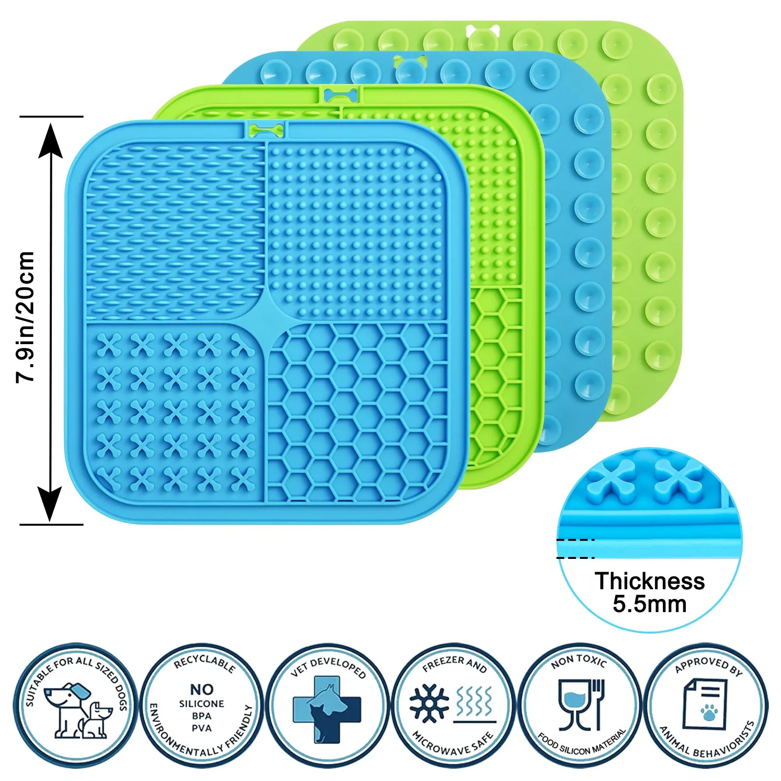 Pet Placemat Cat Slow Feeding Mat Dog Lick Mats Silicone Eating Slowly Food Pad Cats Dogs Grooming and Training Feeding Supplies