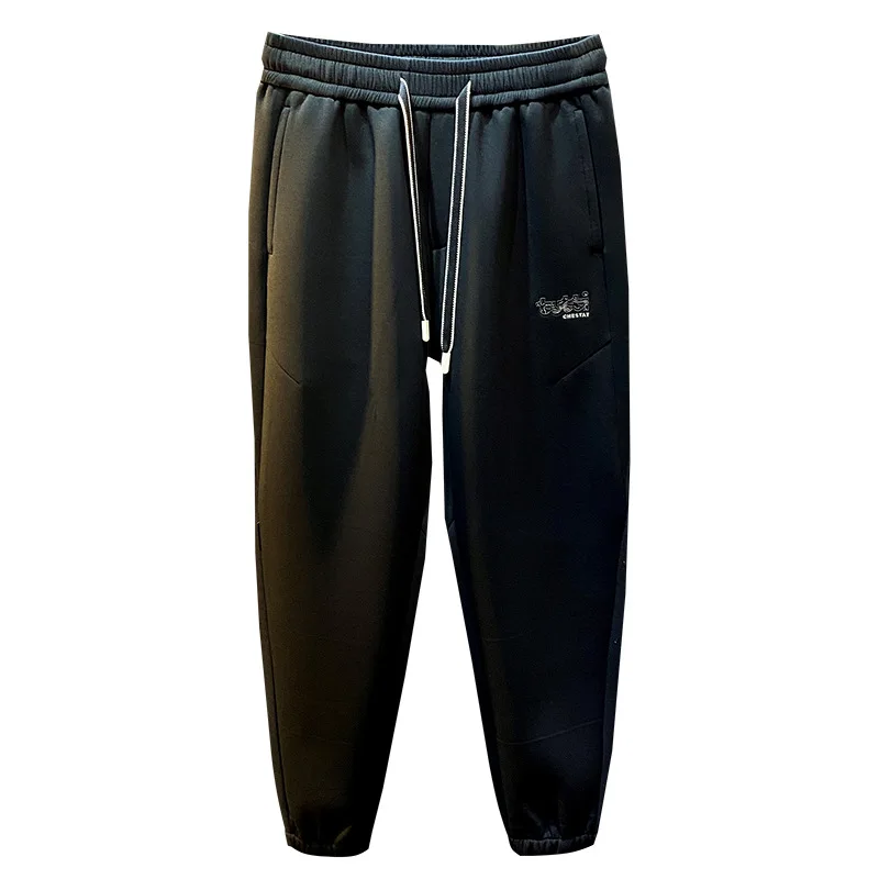 Pantalones deportivos gruesos para hombres, moda de otoño e invierno, pantalones de chándal de punto de alta gama, casuales, versátiles, sueltos, elásticos, atados al tobillo