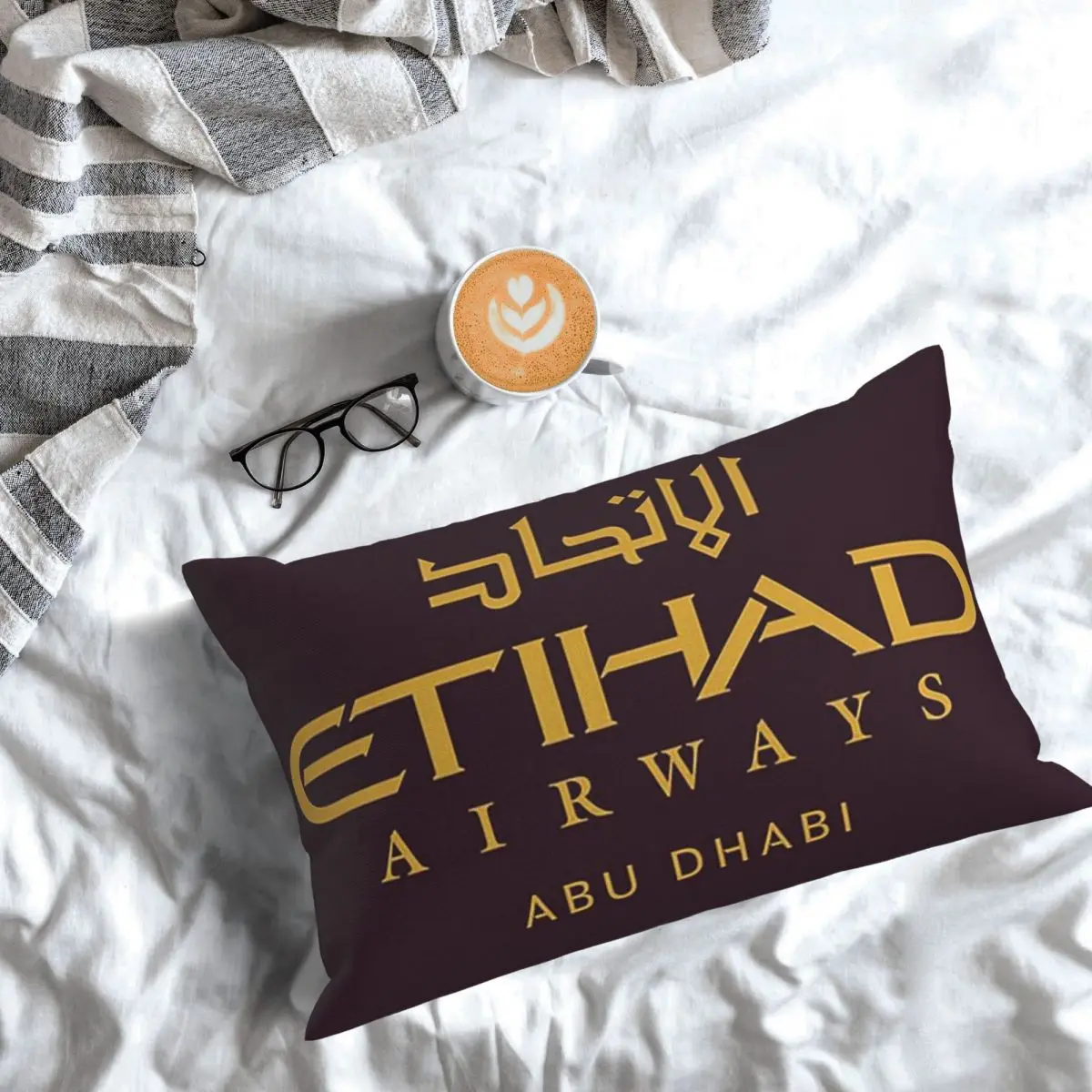Etihad Airways Rectangle Pillowcase Cushion Cover Decor Bedroom Bed Home Comfort Throw Pillow