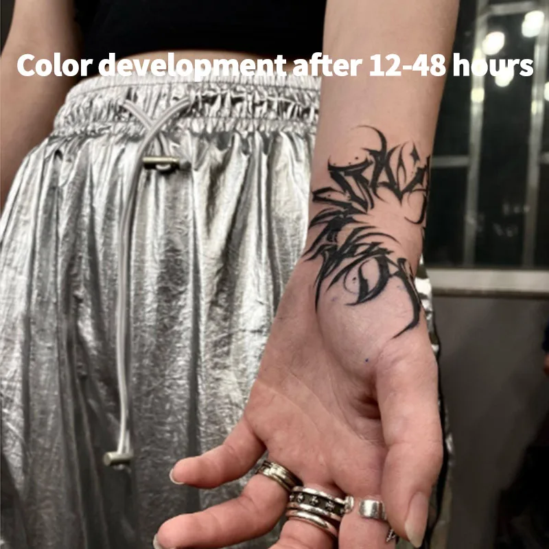 Sexy Goth Arms Waterproof Temporary Tattoos Fake Tatto Dark Style Herbal Juice Tattoo Stickers Gift Charm Ive Sticker Cheap Punk