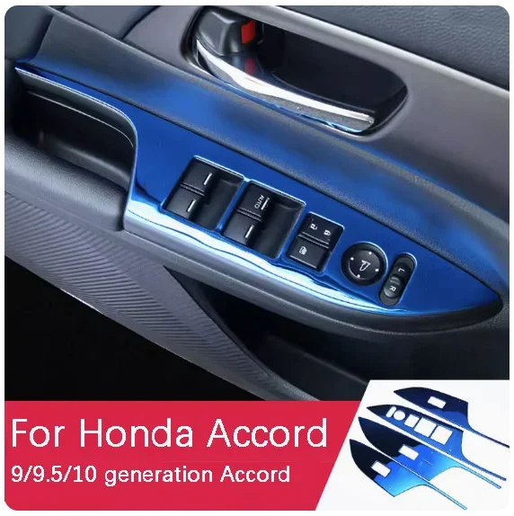 

Переключатель Стеклоподъемника для Honda Accord, панель 9/9,5/10 поколения Accord из нержавеющей стали, переключатель стеклоподъемника, панель против царапин