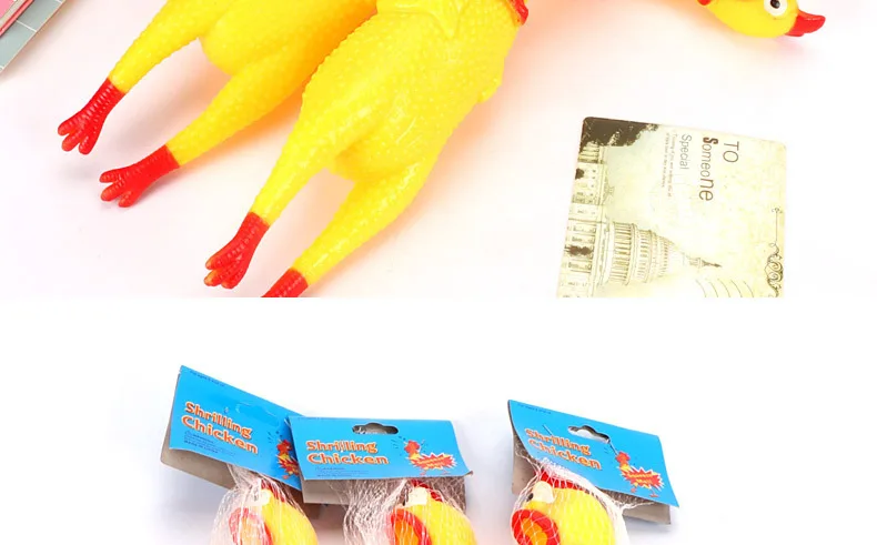 1 Stück Langlebiges Quietschendes Hühnchen Hundespielzeug - Quetsch- und Quietschgeräusch, Gelbes Gummi-Kauspielzeug für Starke Kauer, Interaktiv – Detail 2