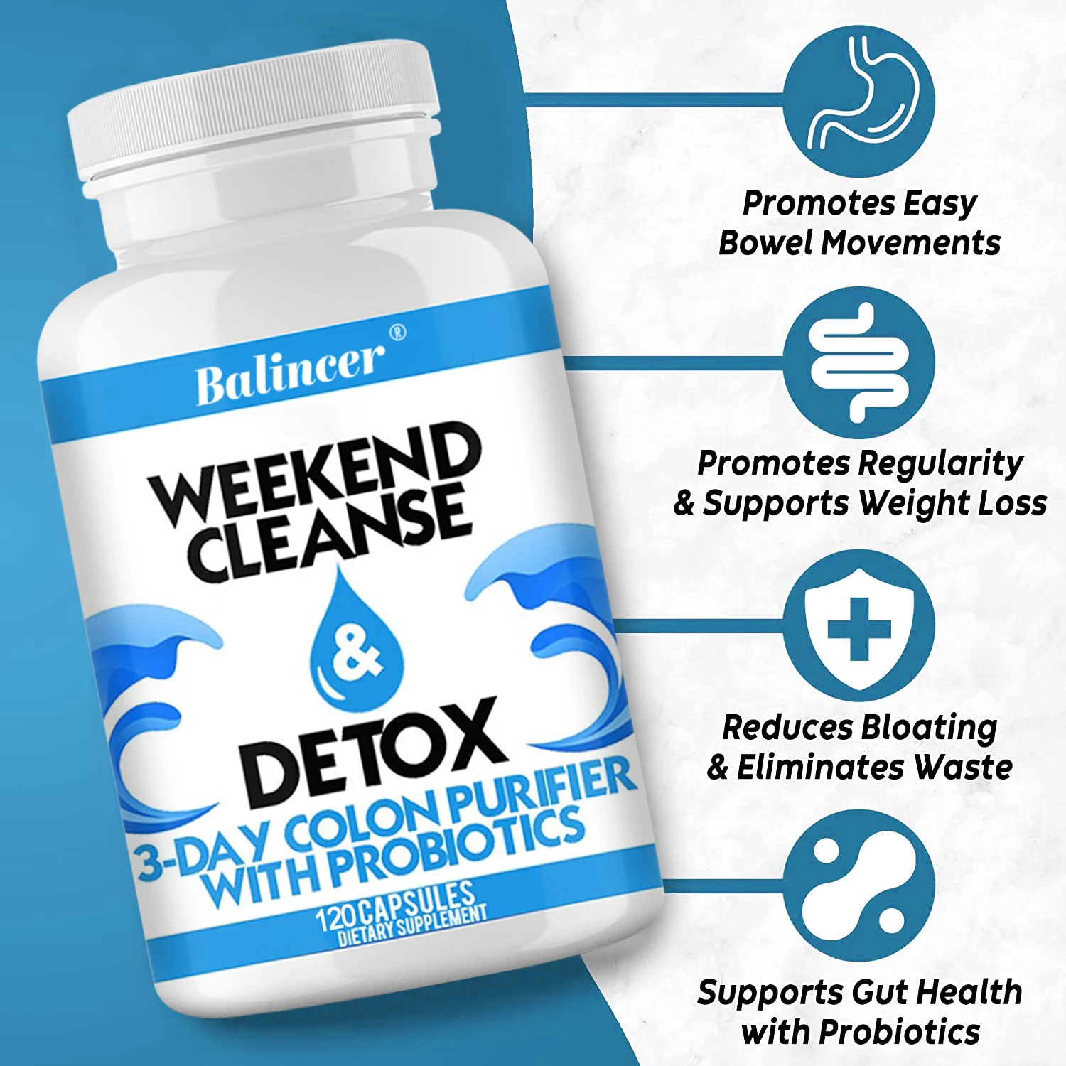 Colon Cleanse Capsules with Probiotics, Gut Colon Detox, Flora Balance, Bloating Relief, Liver Wellness & Energy Support