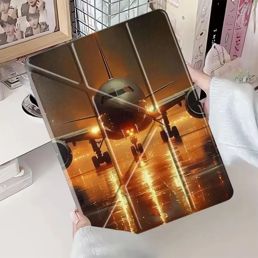 _Creative Plane Pattern Tablet Case For iPad Mini 6 7 Air 4 5 M3 M2 M4 11inch Pro 2025 Pro 11th 10th 9th 8th 7th 12.9inch Holder
