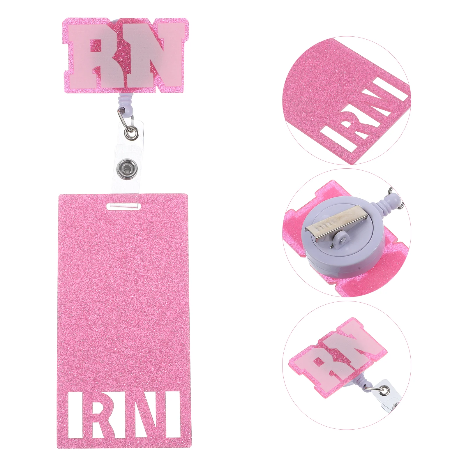 Nurse Chest Tag Beautiful Glitter Badge Holder Clips for Nurses Flash Decorative Reel Retractable Acrylic