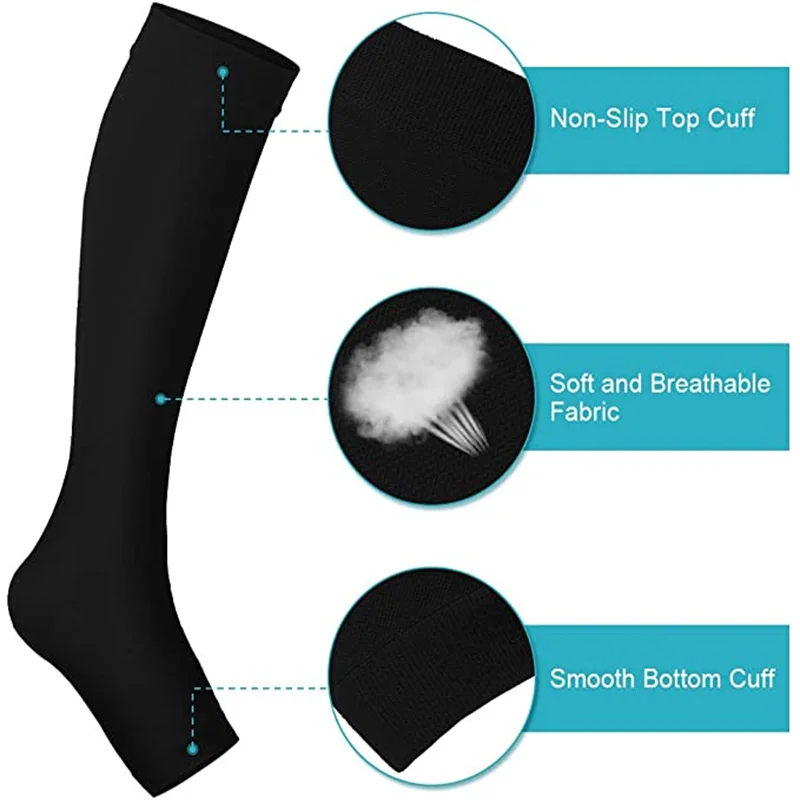 1 Paar S-XXL Kompression socken medizinisch verhindern Krampfadern toeless Stütz schlauch für Frauen Männer – Detail 8