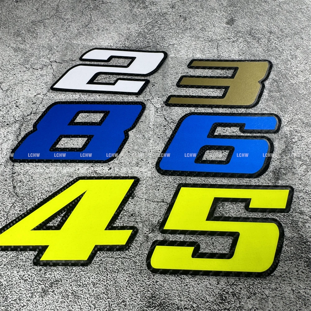 Carbon Fibre Racing Number Stickers Motorcycle Race Helmet Decal Car Styling Vinyl Graphic