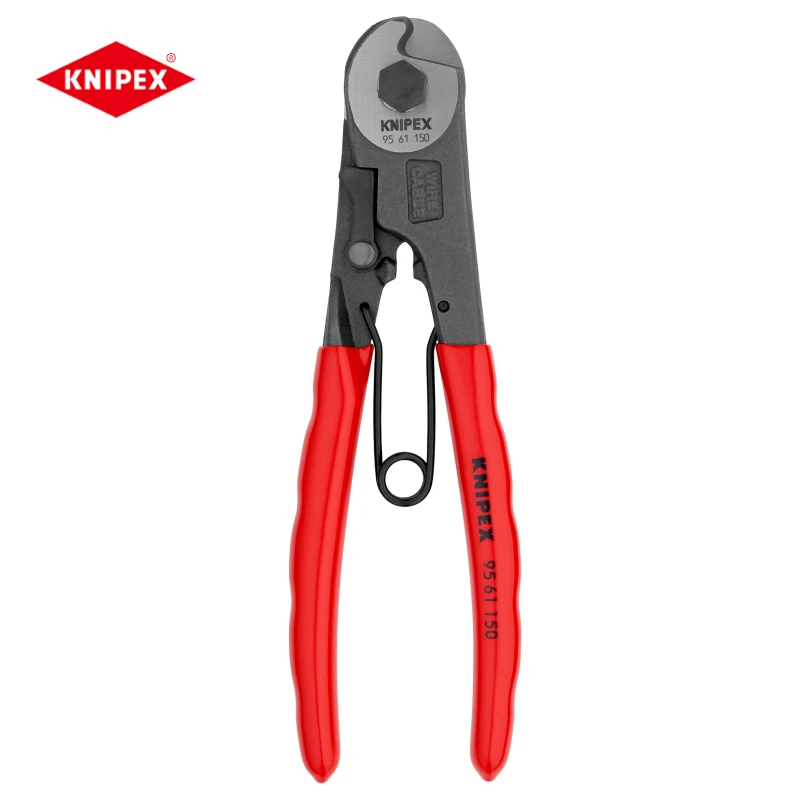 KNIPEX Cable Cutter for Bowden Cables and Soft Wire Cutting Pliers with Opening Spring and Locking Device NO.95 61 150