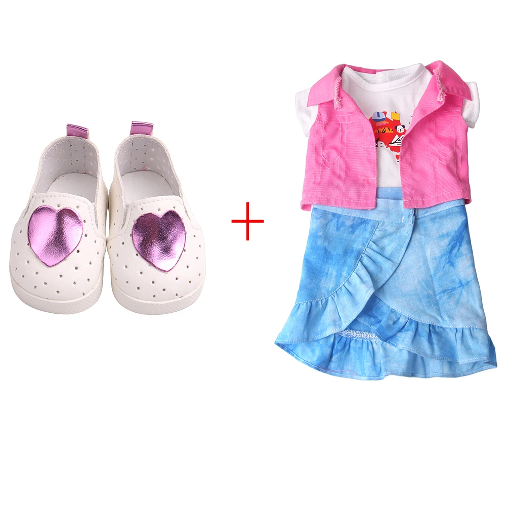 18 Inch Doll Fashion Set with Shoes Doll Fashion Simple Daily Wear Doll Photography Street Photography Doll Accessories