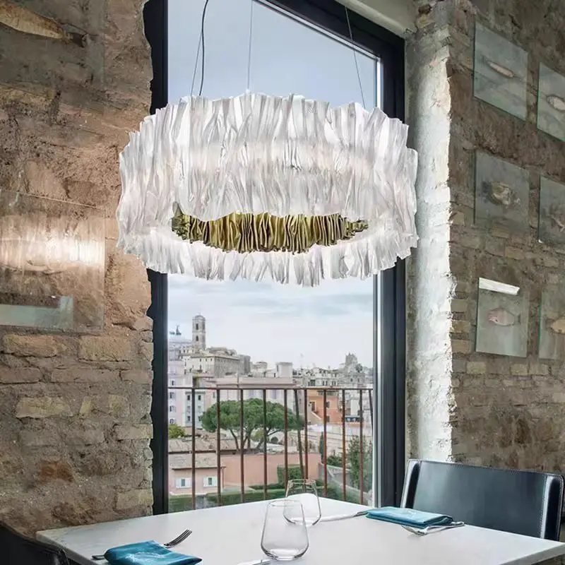 

Accordéon Suspension lamp Designer LED pleated acrylic Light for Living Room Bedroom Restaurant Decoration art dining lamp