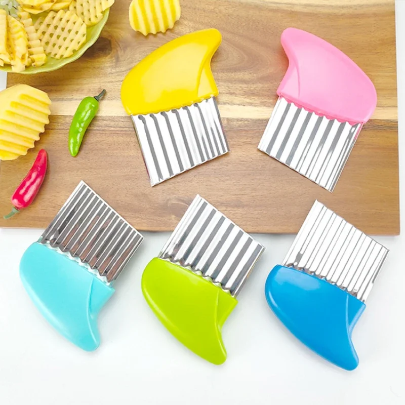 Potato Cutter Chips French Fry Maker Stainless Steel Wavy Knife French Fries Chopper Potato Knife Chopper Crinkle Wavy Slicer