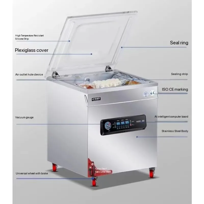 Electric Fully Automatic High-Capacity 650 Vacuum Sealer Packager For Sweet Corn Cashew Nut Brick Rice Bean Packaging In Pouches