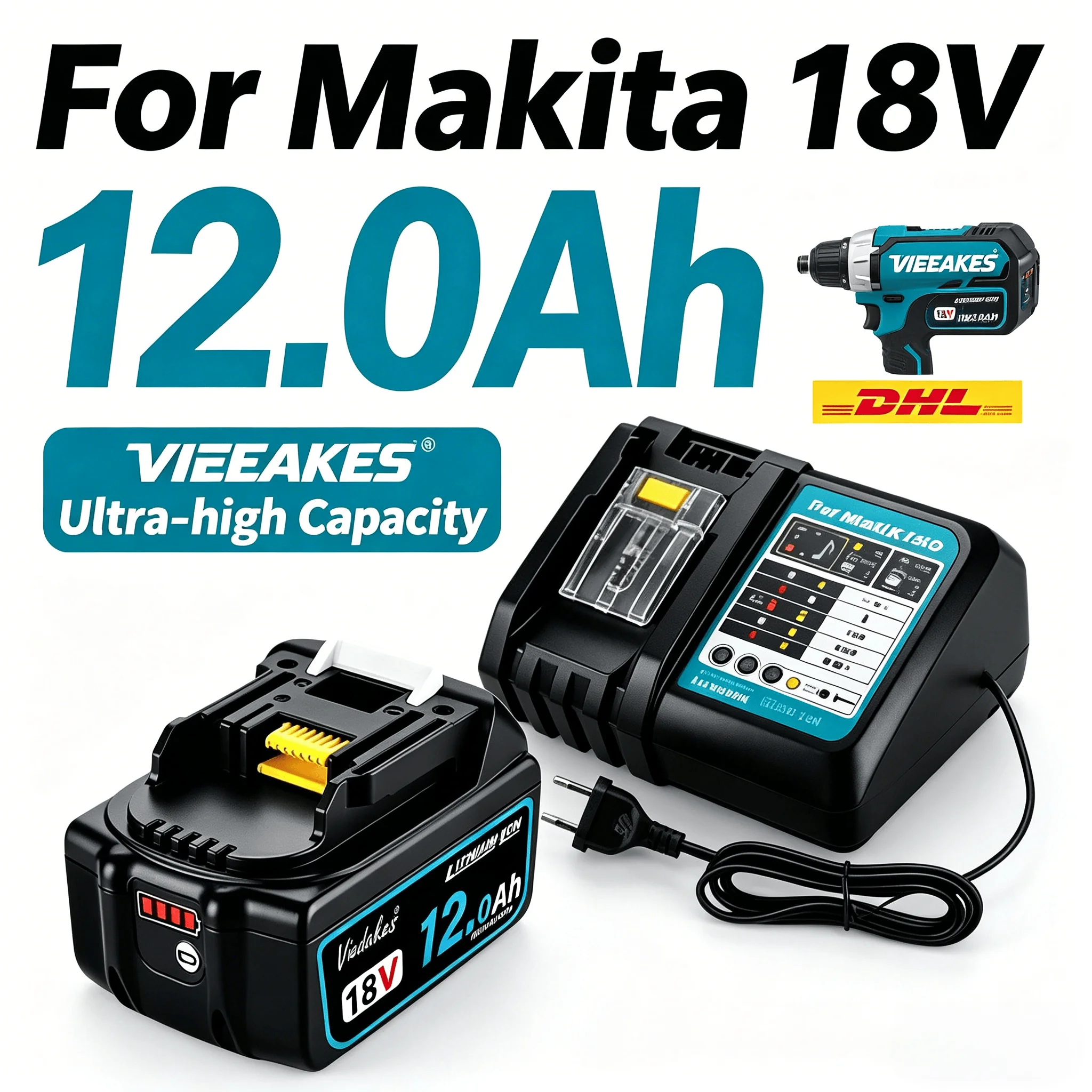 

For Makita 18V 8.0Ah Standard Battery Applicable to BL1850B BL1850B Compatible with DDF487 Handheld Drill Driver Pack