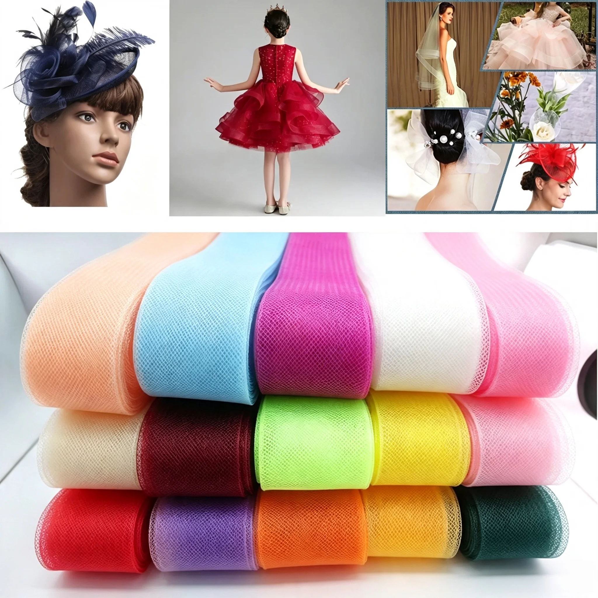 25/50/100/200Yard Stiff Horsehair Braid Mesh Braid Trim Polyester Stiff Ribbon Bon Sew Wedding Dress Gowns Skirt Hat Accessories view 2