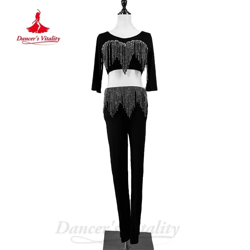 

BellyDance Costume Autumn and Winter Customization Luxury Rhinestone Tassel Set Adult and Child Oriental Dance Practice Wear