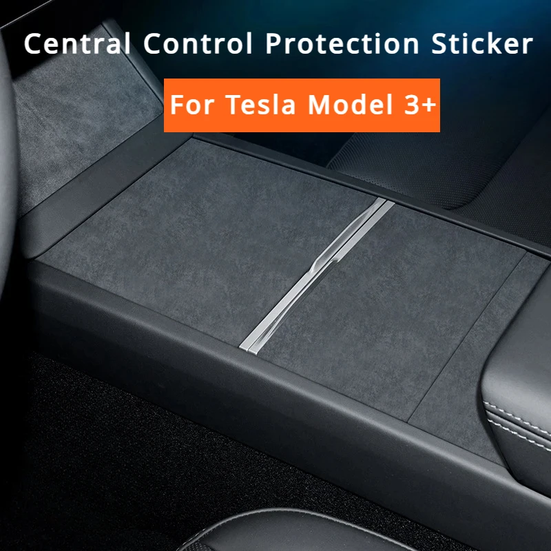 For Tesla Model 3+ Highland 2024 Central Control Protection Sticker Suede Armrest Ultra-thin Patch Car Interior Accessories